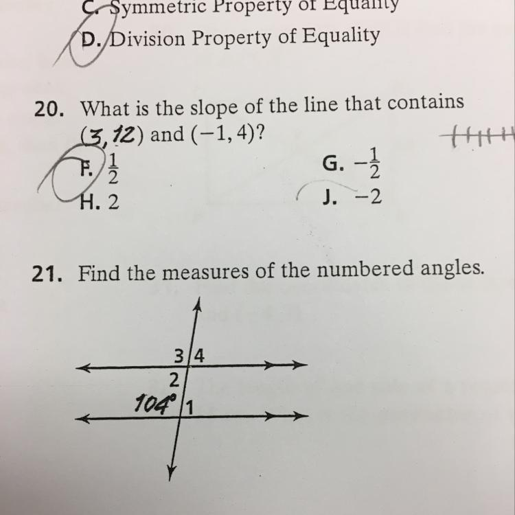 21 Find The Measures Of The Numbered Angles Brainly