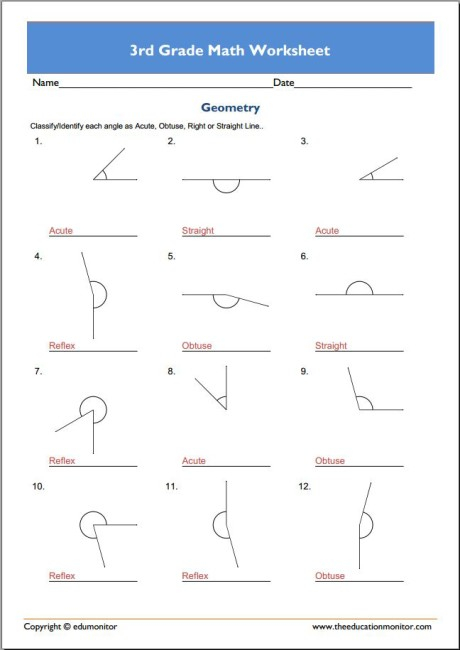 3rd Grade Math Angles Worksheet Free Worksheet