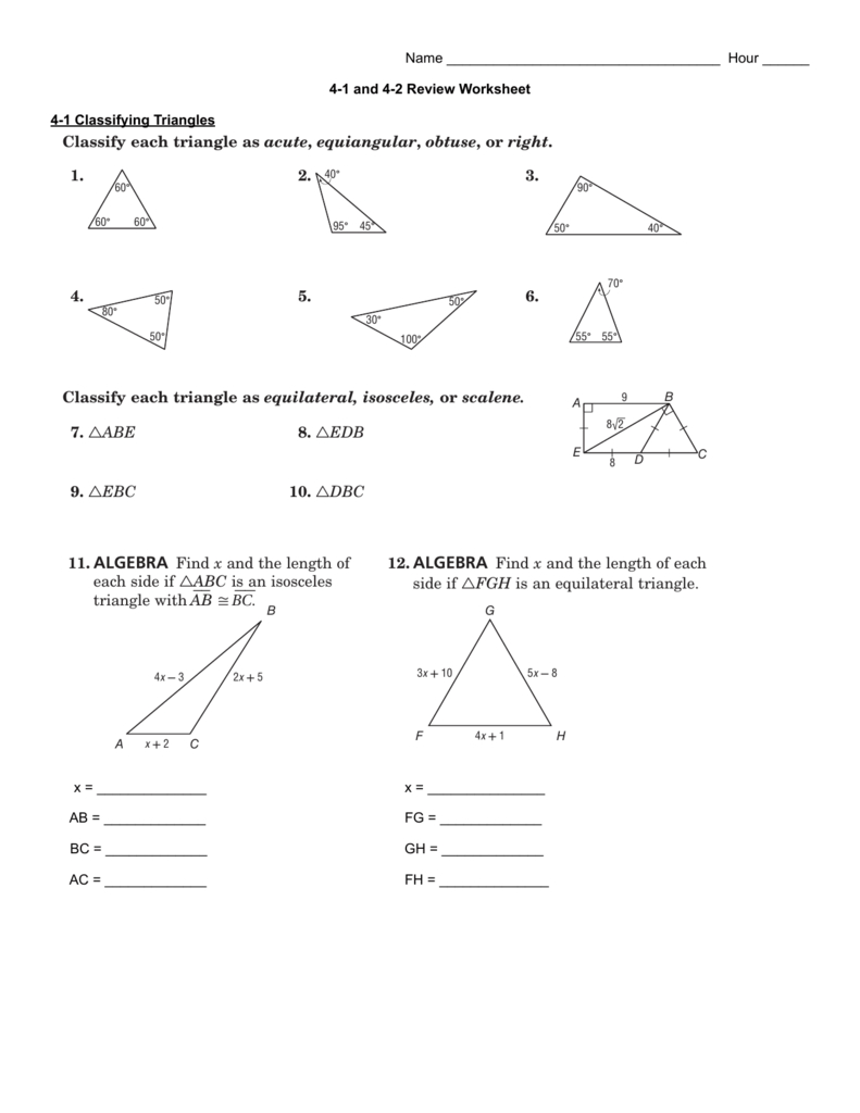 4 2 Practice Angles Of Triangles Worksheet Answers Db excel