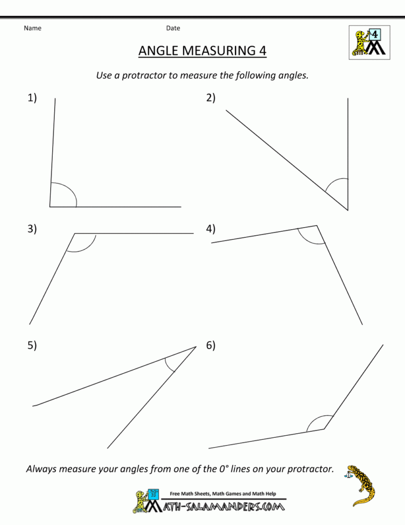 4th Grade Geometry Geometry Worksheets Angles Worksheet Measuring 
