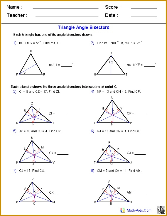 5 Perpendicular And Angle Bisectors Worksheet FabTemplatez