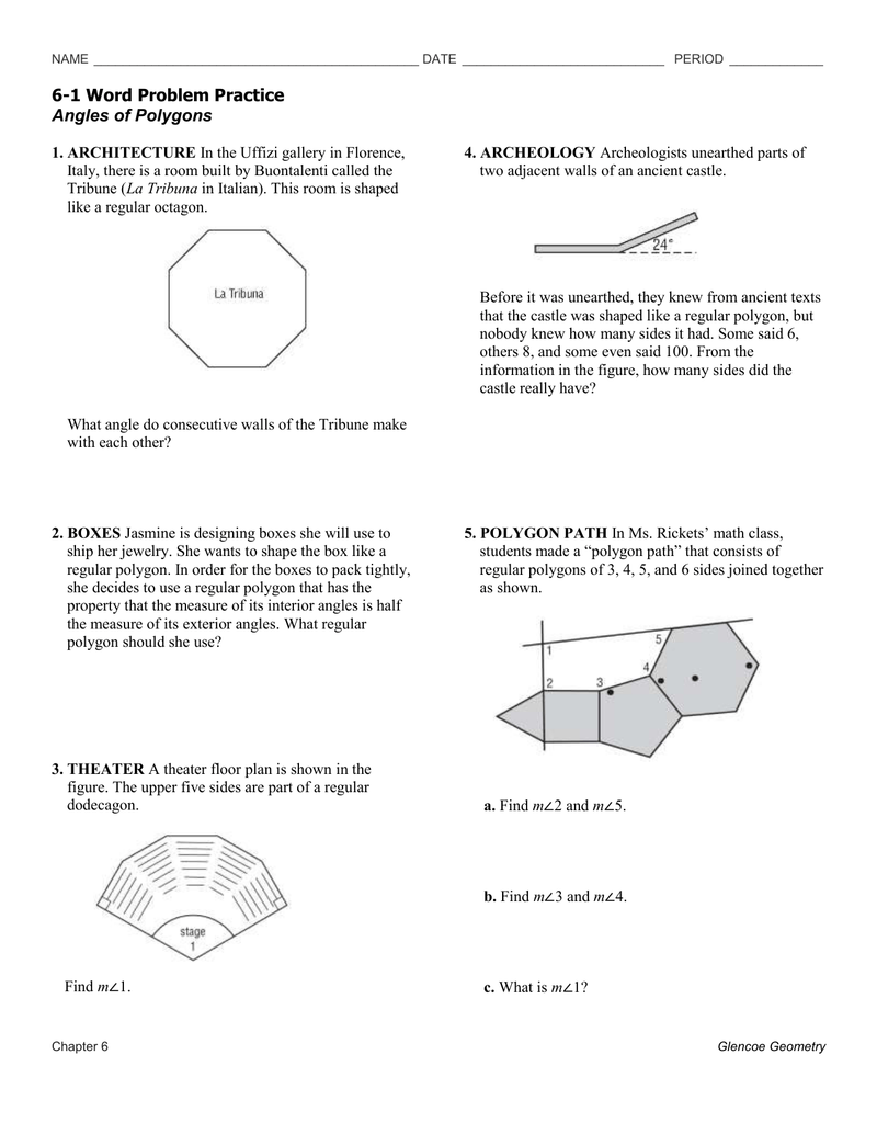  6 1 Practice Angles Of Polygons Glencoe Geometry Answers 