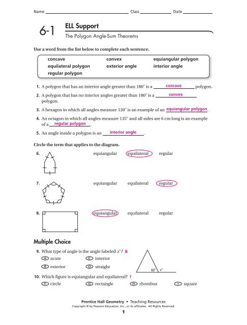 my homework lesson 1 polygons answers