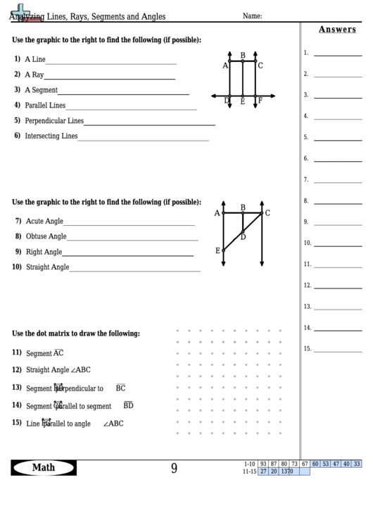 Analyzing Lines Rays Segments And Angles Worksheet Template With 