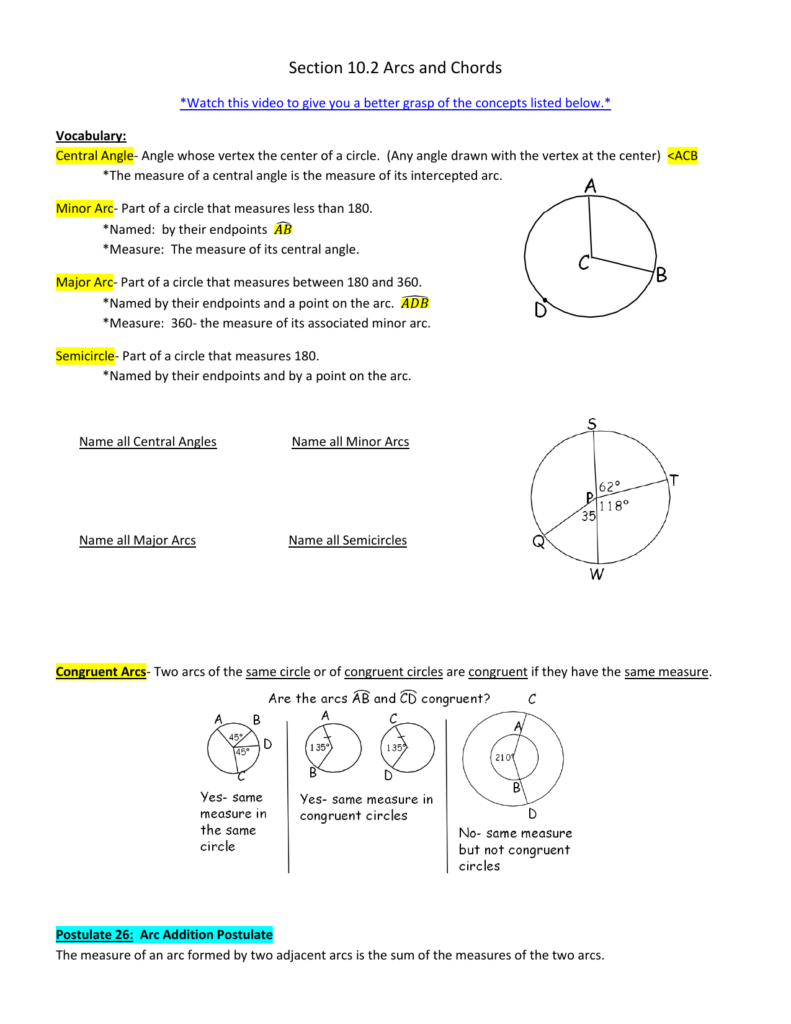 Angles And Arcs Worksheet Ivuyteq