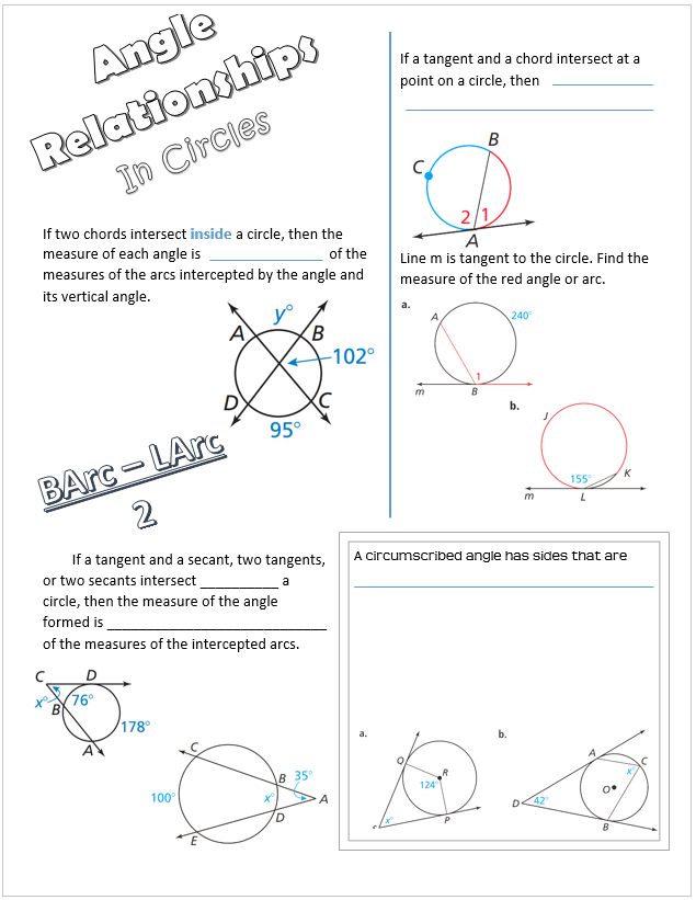 Angles Formed By Chords Secants And Tangents Worksheet Answers Worksheet
