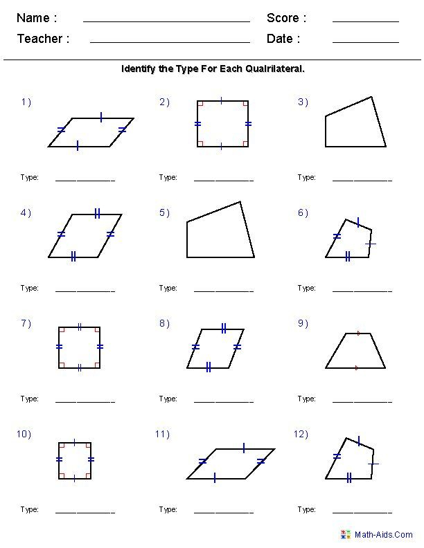 Angles In Quadrilaterals Worksheet Maths4everyone Kidsworksheetfun