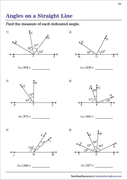 Angles On A Straight Line Worksheets Straight Lines Geometry Angles 