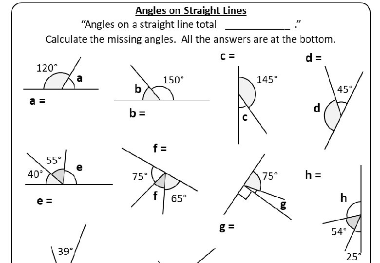 Angles Straight Line Worksheet A The Worksheet Is