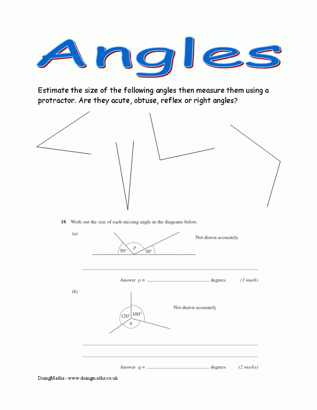 Angles Worksheets And PowerPoints DoingMaths Free Maths Worksheets