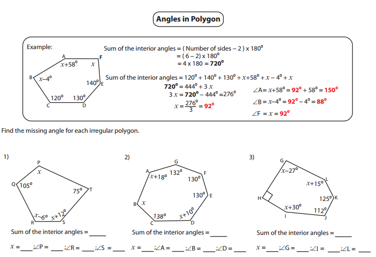 Chic Missing Angles Worksheet Ks3 Tes For Interior Angles Of A Polygon