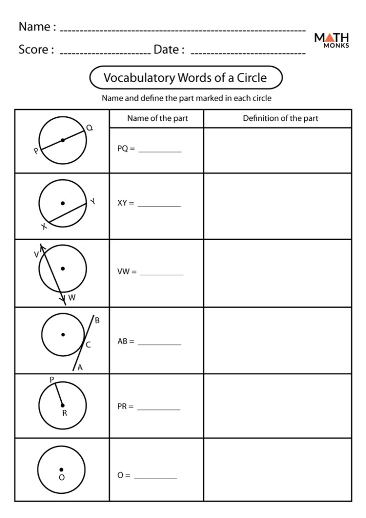 Circle Worksheets Math Monks