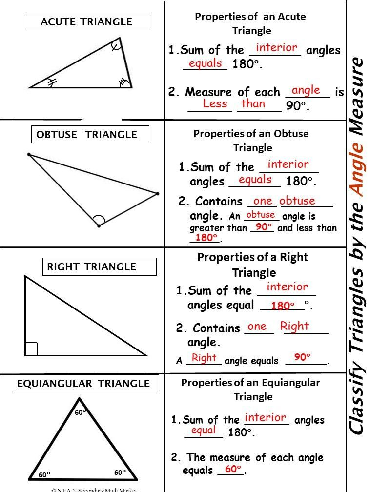 Classify Triangles By Angle Measure Side Lenghts Foldable 
