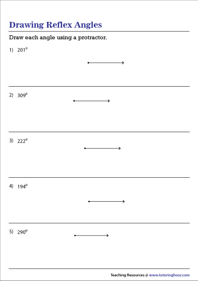 Drawing Reflex Angles Worksheet