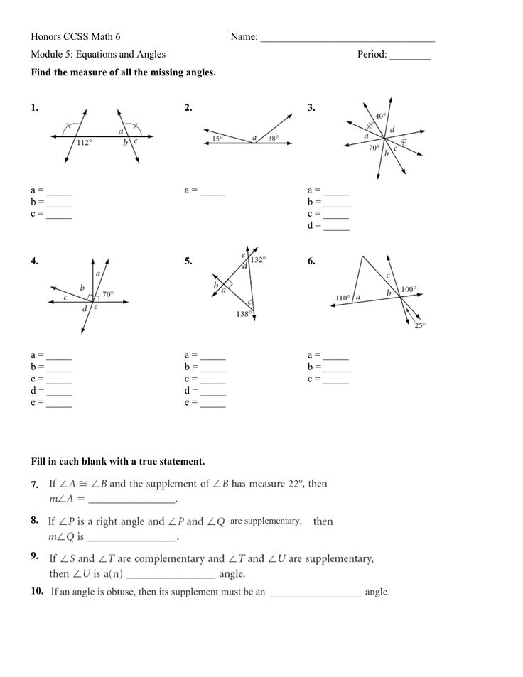 Finding Missing Angles Worksheet Angles Worksheet Finding Missing 