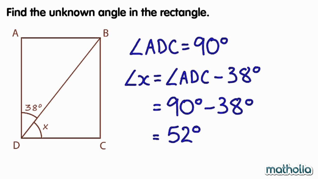 Finding Unknown Angles In A Rectangle YouTube