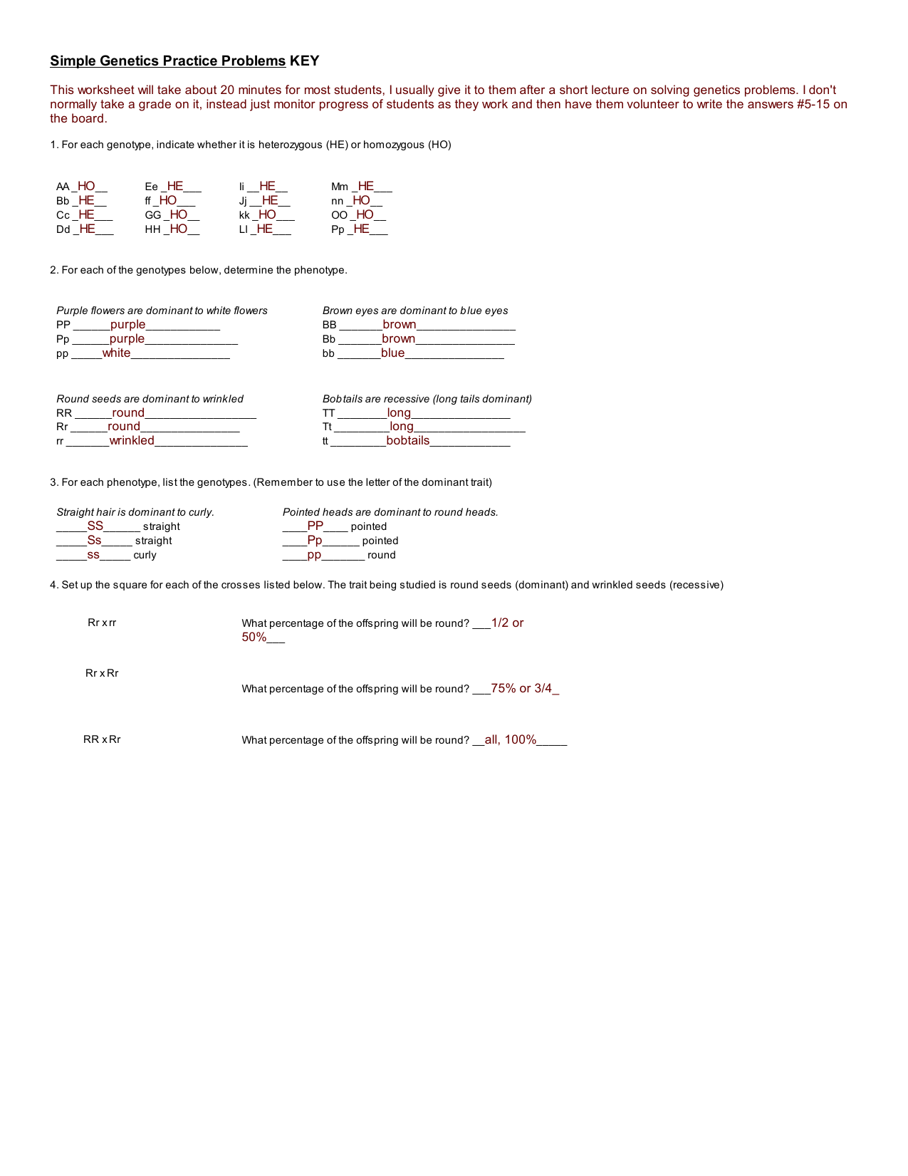 Genetics Practice Problems Worksheet Answers Pdf Resume Examples
