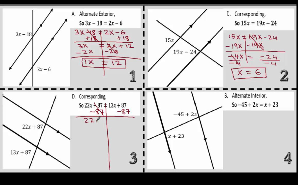 Geometry Angles Formed By Parallel And Transversal Solve For X 