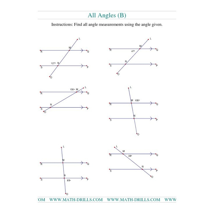 Geometry Worksheet Finding Angle Measurements B Geometry 