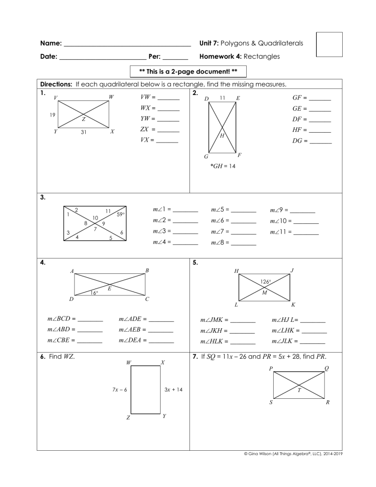 Gina Wilson All Things Algebra Polygons And Quadrilaterals Waltery 