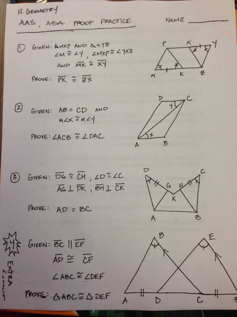 Honors Geometry Vintage High School Section 4 5 Proof Practice 