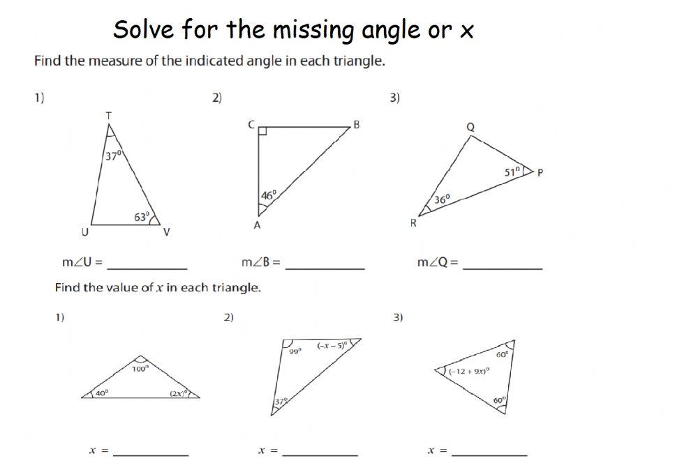 How To Find Two Missing Angles In A Triangle Calculating Missing