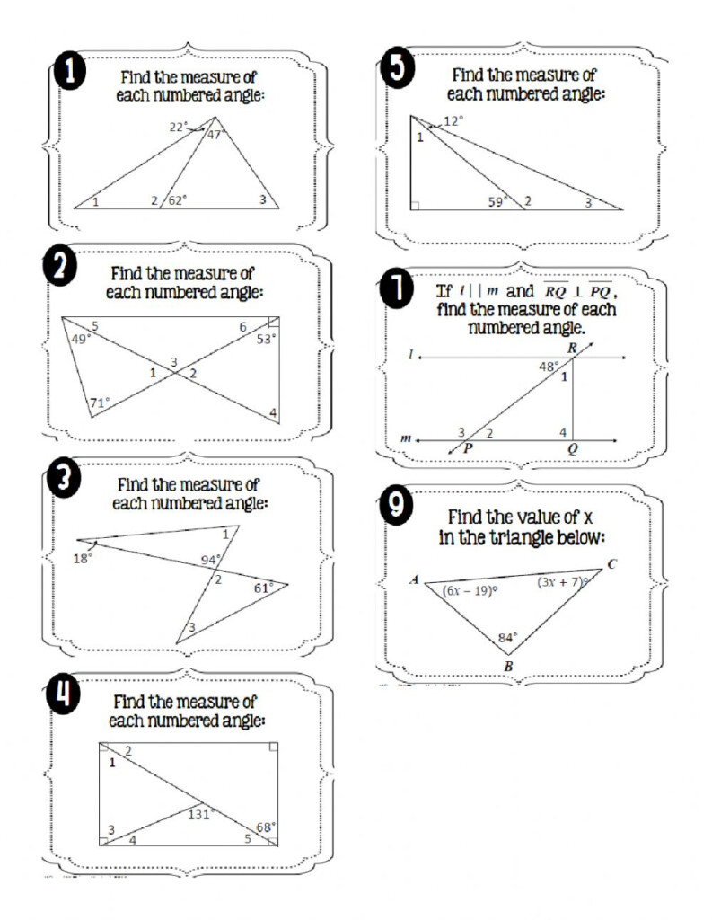 Interior Angles Of Triangles Worksheet