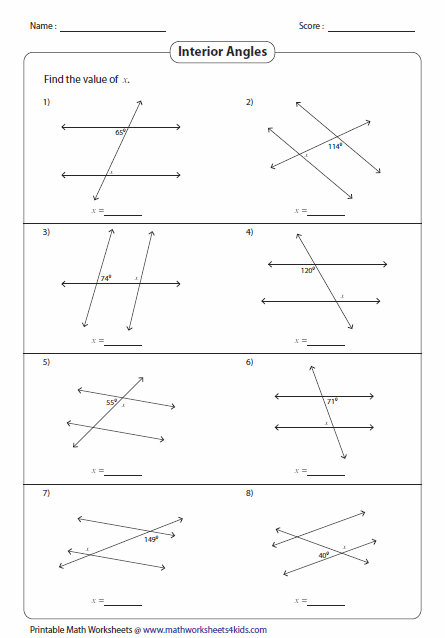 Intersecting Lines Find The Unknown Angles Worksheet Answers Awesome