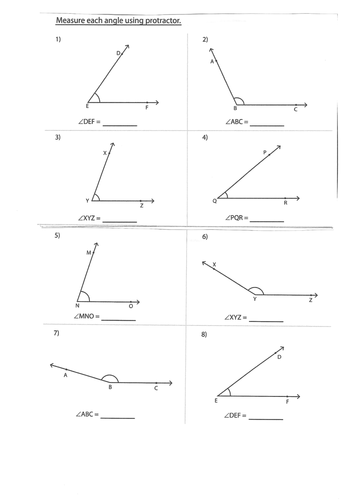 KS2 Measuring Angles Using A Protractor Year 4 5 6 Worksheet