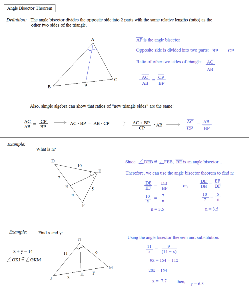 Math Plane Similar Triangles Ratios