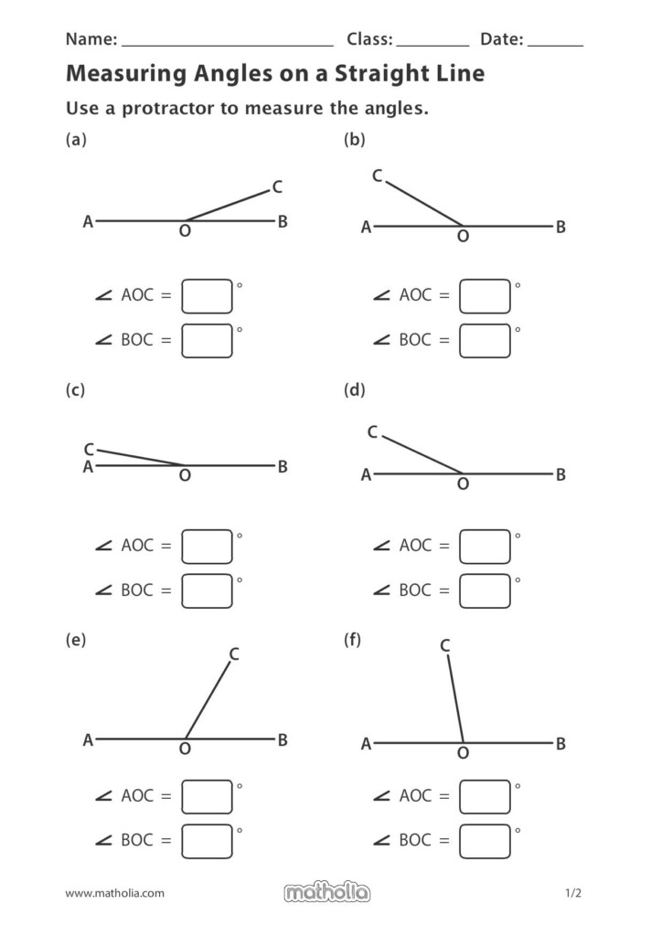 Measuring Angles On A Straight Line Play To Learn Angles Worksheet 