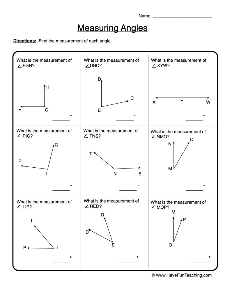 Measuring Angles Worksheet Have Fun Teaching