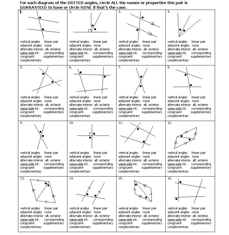 Name That Angle Pair Color Worksheet Worksheet Template Free