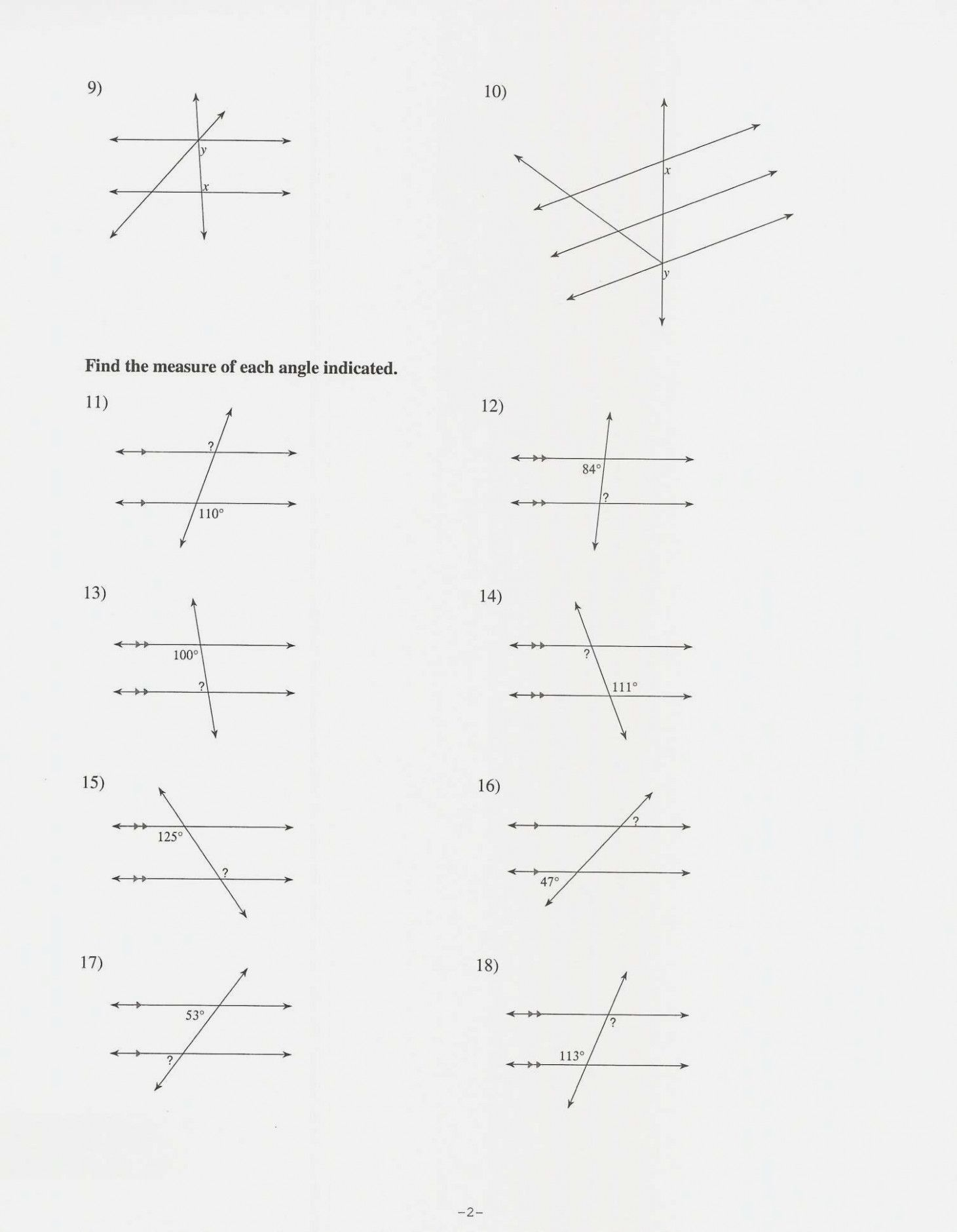 Angle Relationships In Parallel Lines And Triangles Worksheet