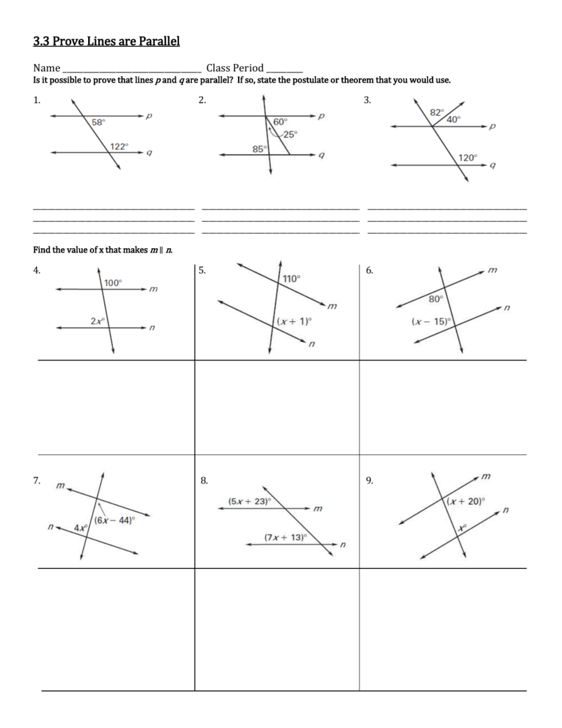 Proving Lines Parallel Worksheet Proving Lines Parallel Ck 12