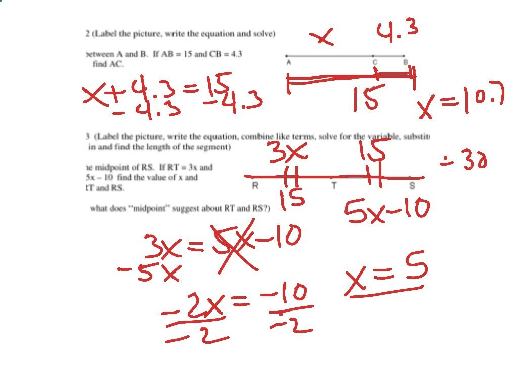 Segment Addition Postulate Worksheet Answer Key