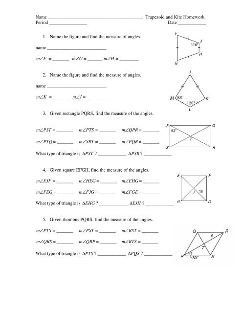 Trapezoid And Kite Worksheet