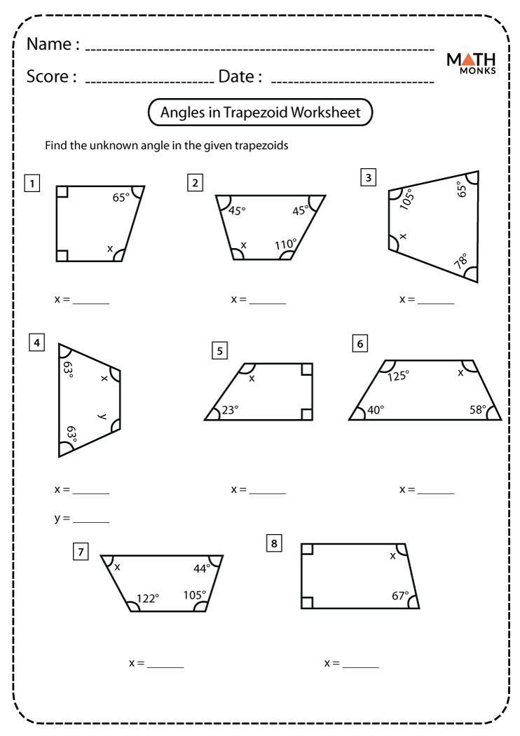 Trapezoid Angles Worksheet Answers Angleworksheets com Trapezoid Angles Worksheet Answers Angleworksheets com