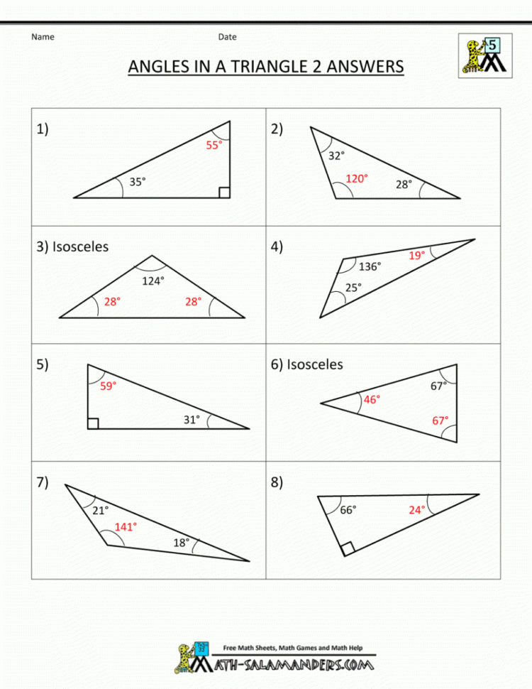 Triangle Angle Sum Worksheet Answer Key Db excel
