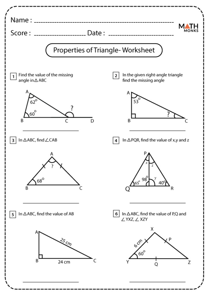 Triangle Worksheets Math Monks
