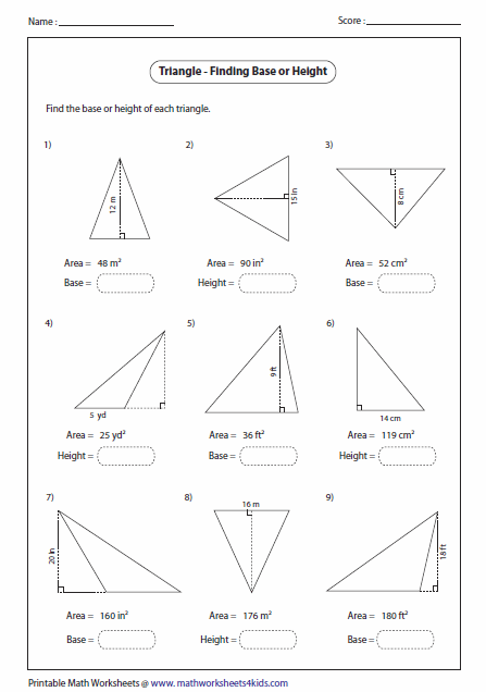 Triangles Worksheets