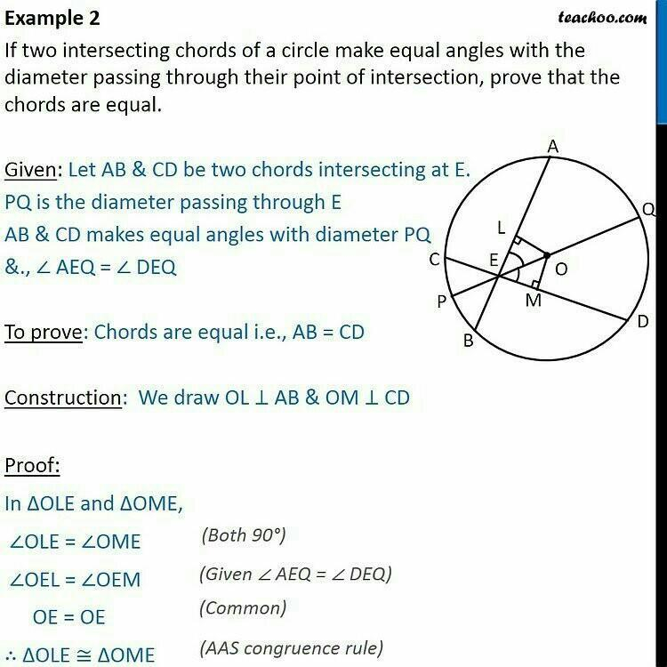 Two Intersecting Chords Of A Circle Make Equal Angles With The Diameter 