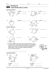 Angles Inside And Outside Circles Worksheet Answer Key Angles Inside And Outside Circles Worksheet Answer Key