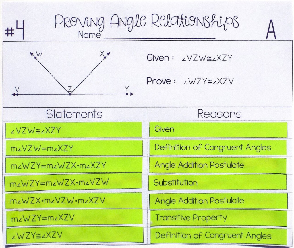 Worksheet 2 Answer Key Proving Angle Relationships Worksheet 