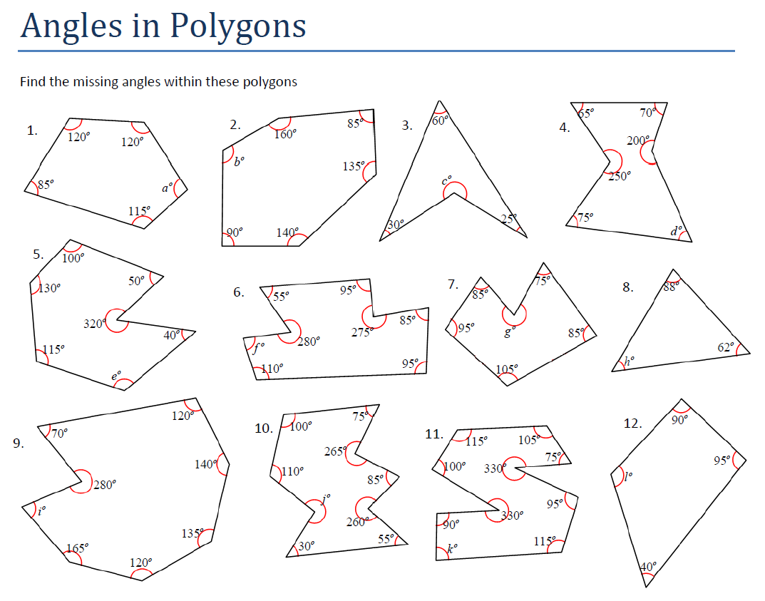 Worksheet Interior Angles Of A Polygon Worksheet Grass Fedjp