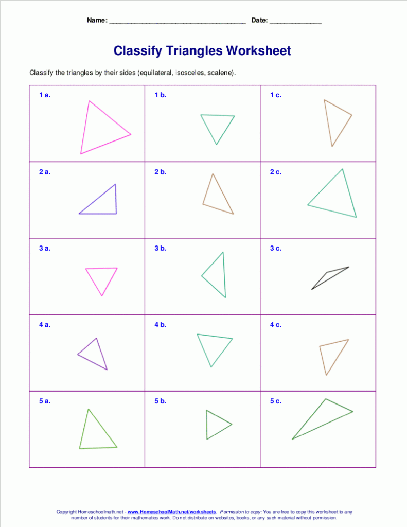 Worksheets For Classifying Triangles By Sides Angles Or Both