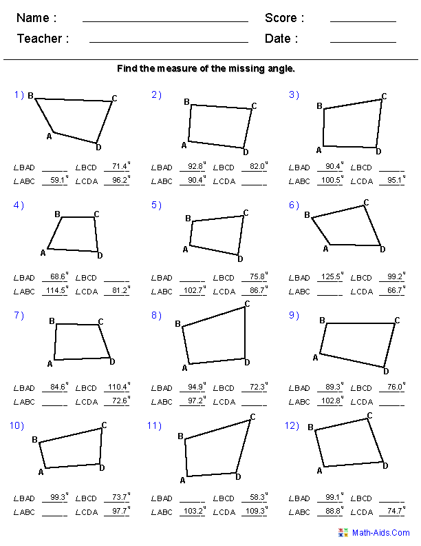 10 Properties Of Quadrilaterals Worksheet Worksheeto