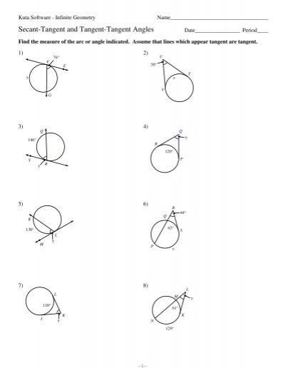 11 Secant Tangent And Tangent Tangent Angles Kuta Software