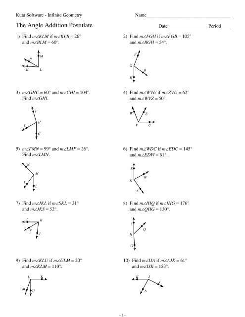 18 Angle Addition Postulate Worksheet Pdf DarrenDiego