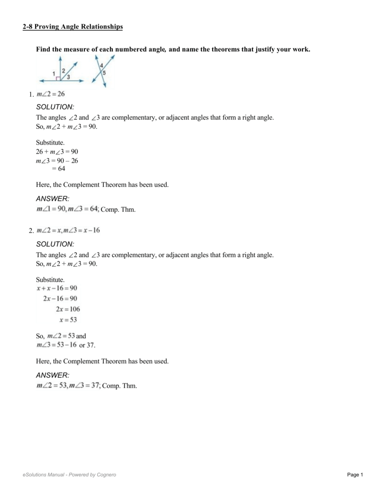 2 8 Proving Angle Relationships